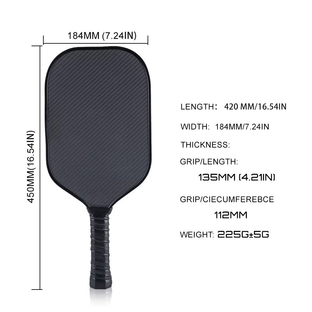 Paddle outline drawing with listed dimensions